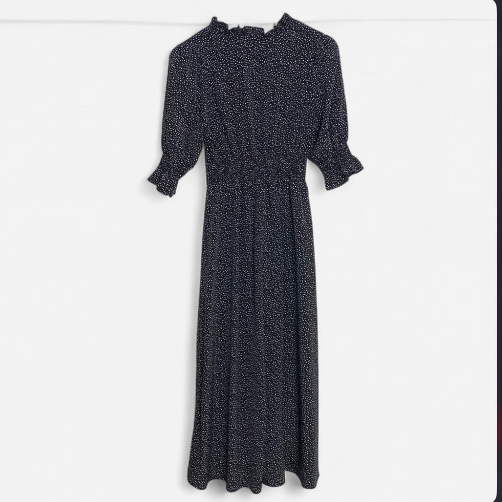 Melloday Black White Pebble Polka Dot Maxi Dress XS Cottagecore Boho - Picture 4 of 12